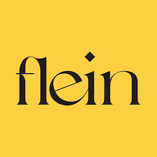Flein logo i sort p� gul baggrund &ndash; symbol p� kvalitet og stilrent design.